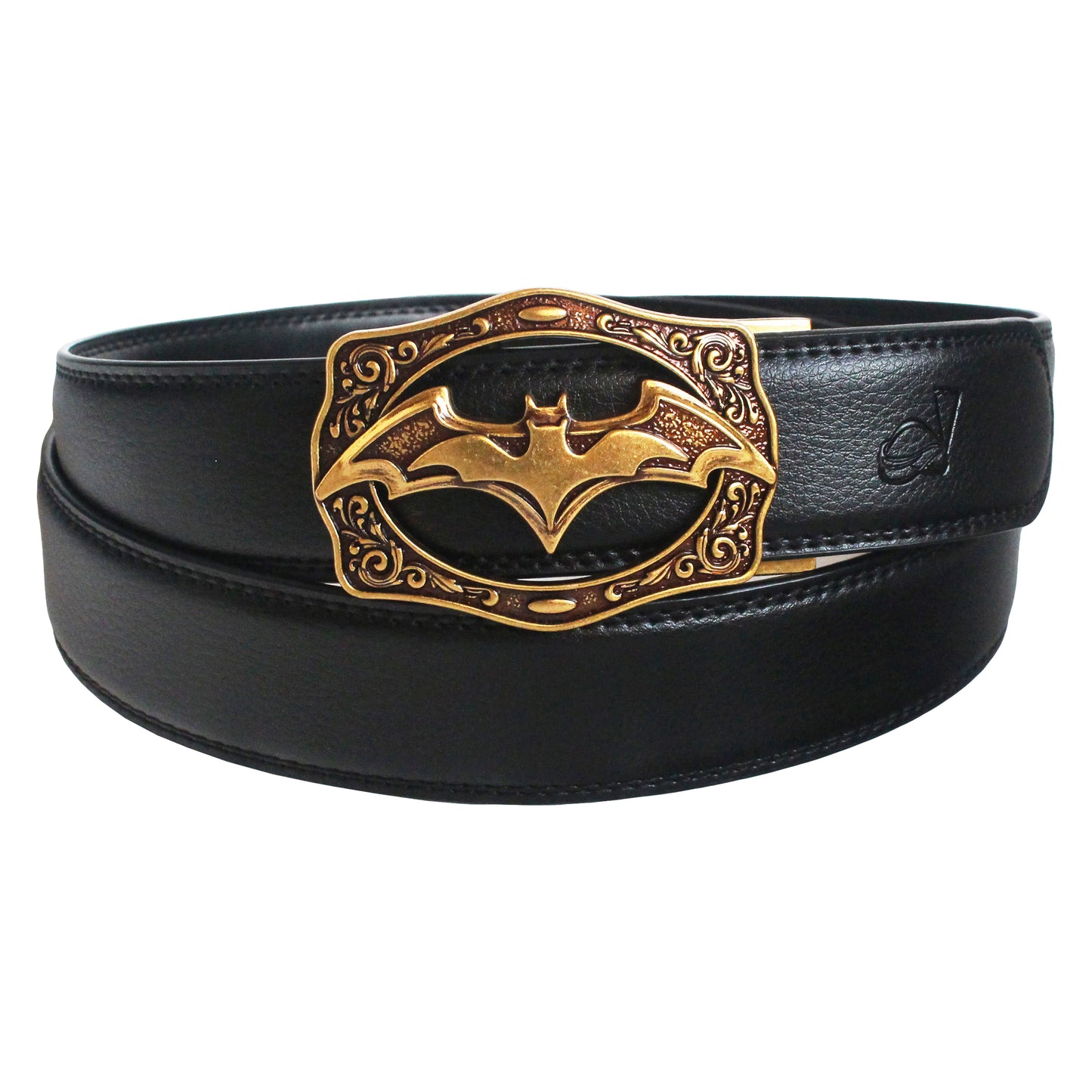 QHA Mens Ratchet Leather Belt Bat Automatic Buckle 35mm Wide Q18