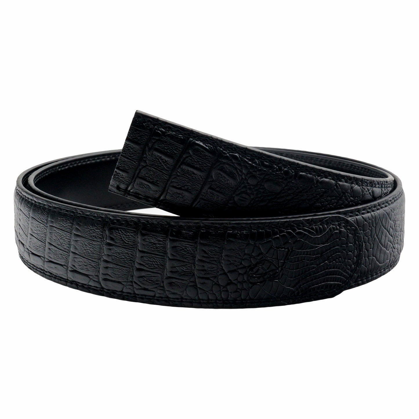 QHA Mens Leather Belts Alligator Style Automatic Ratchet Belt Strap no Buckle Q05