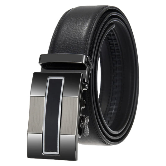 QHA Mens Ratchet Leather Belt Automatic Buckle 35mm Wide Q68