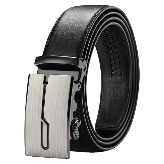 QHA Mens Ratchet Leather Belt Automatic Buckle 35mm Wide Q67