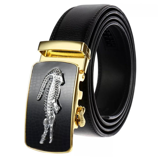 QHA Mens Ratchet Leather Belt Automatic Buckle 35mm Wide Q48