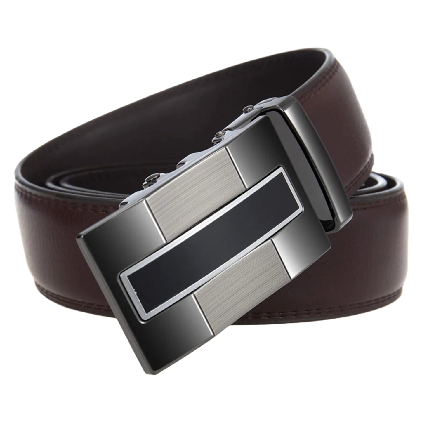 QHA Mens Ratchet Leather Belt Automatic Buckle 35mm Wide Q68