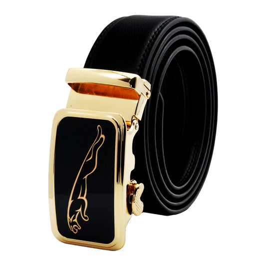 QHA Mens Ratchet Leather Belt Automatic Buckle 35mm Wide Q64