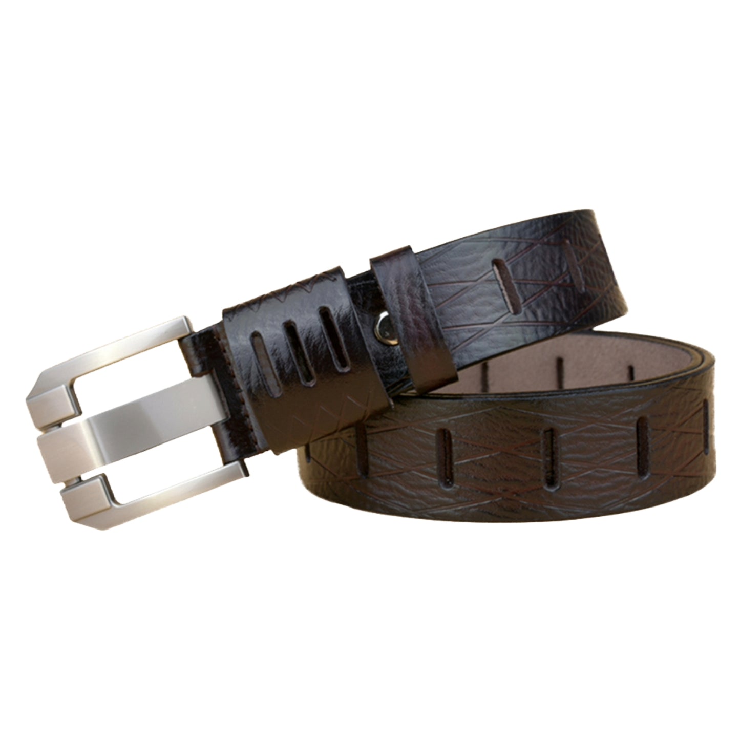 QHA Mens Real Leather Belt Cowhide Golf Waist Belts 38mm Wide Q62