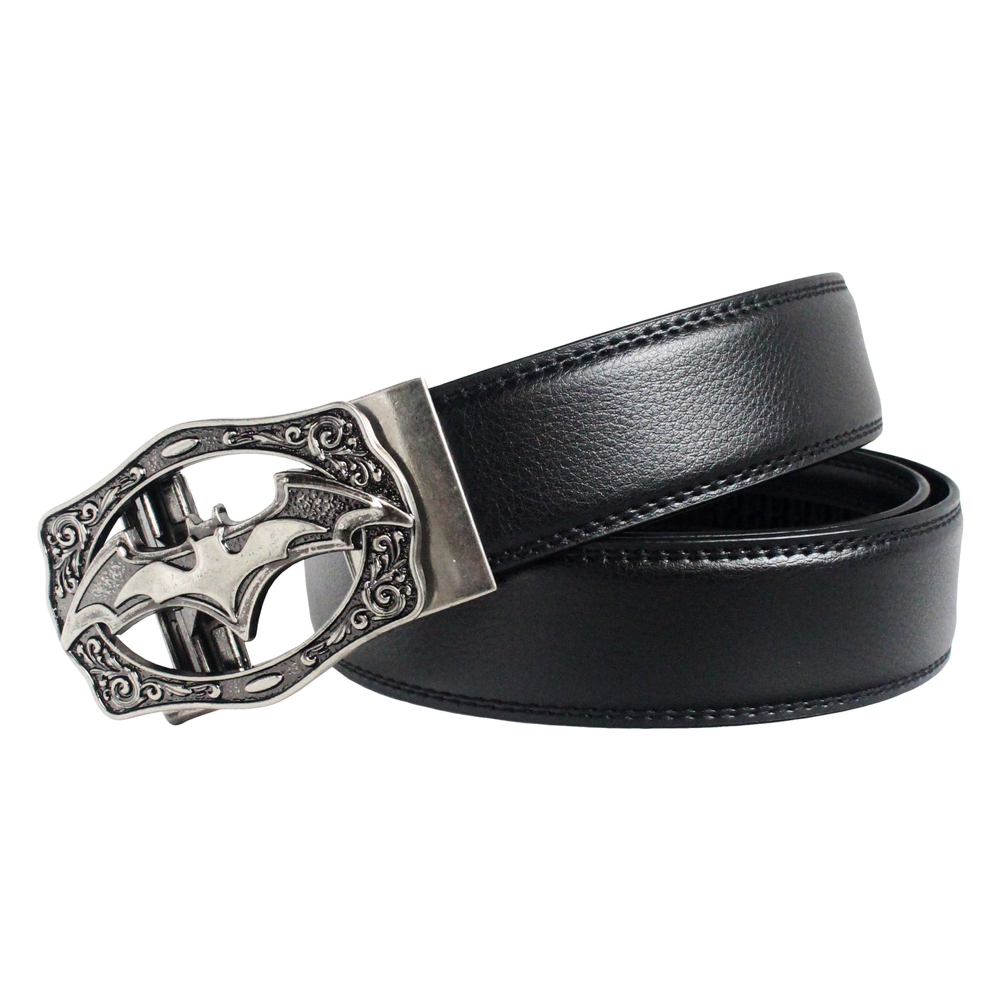 QHA Mens Ratchet Leather Belt Bat Automatic Buckle 35mm Wide Q18