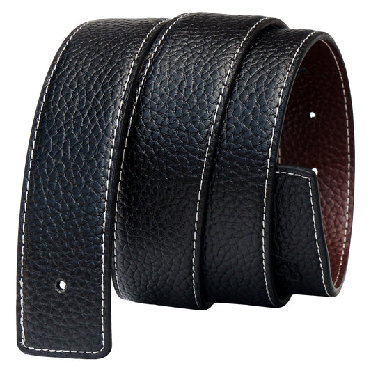 QHA Mens Reversible Replacement Leather Belt Strap Without Buckle 34mm Wide Q11