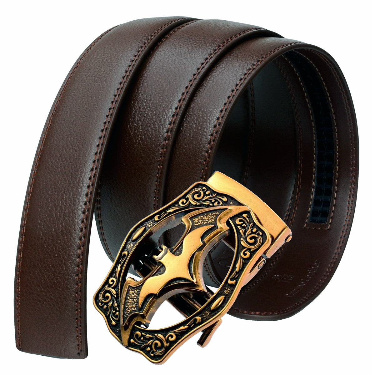 QHA Mens Ratchet Leather Belt Bat Automatic Buckle 35mm Wide Q18