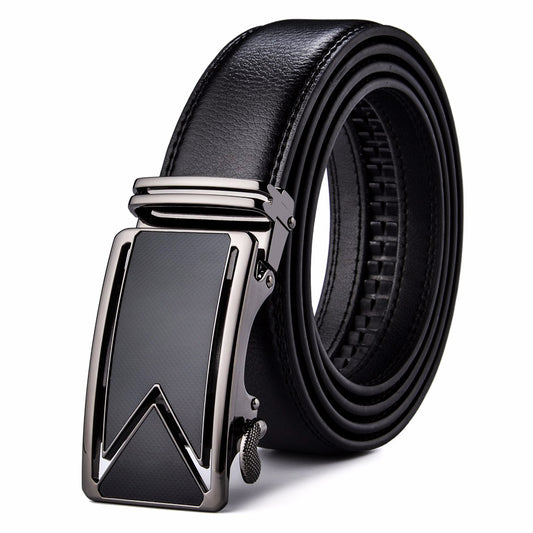 QHA Mens Ratchet Leather Belt Automatic Buckle 35mm Wide Q57